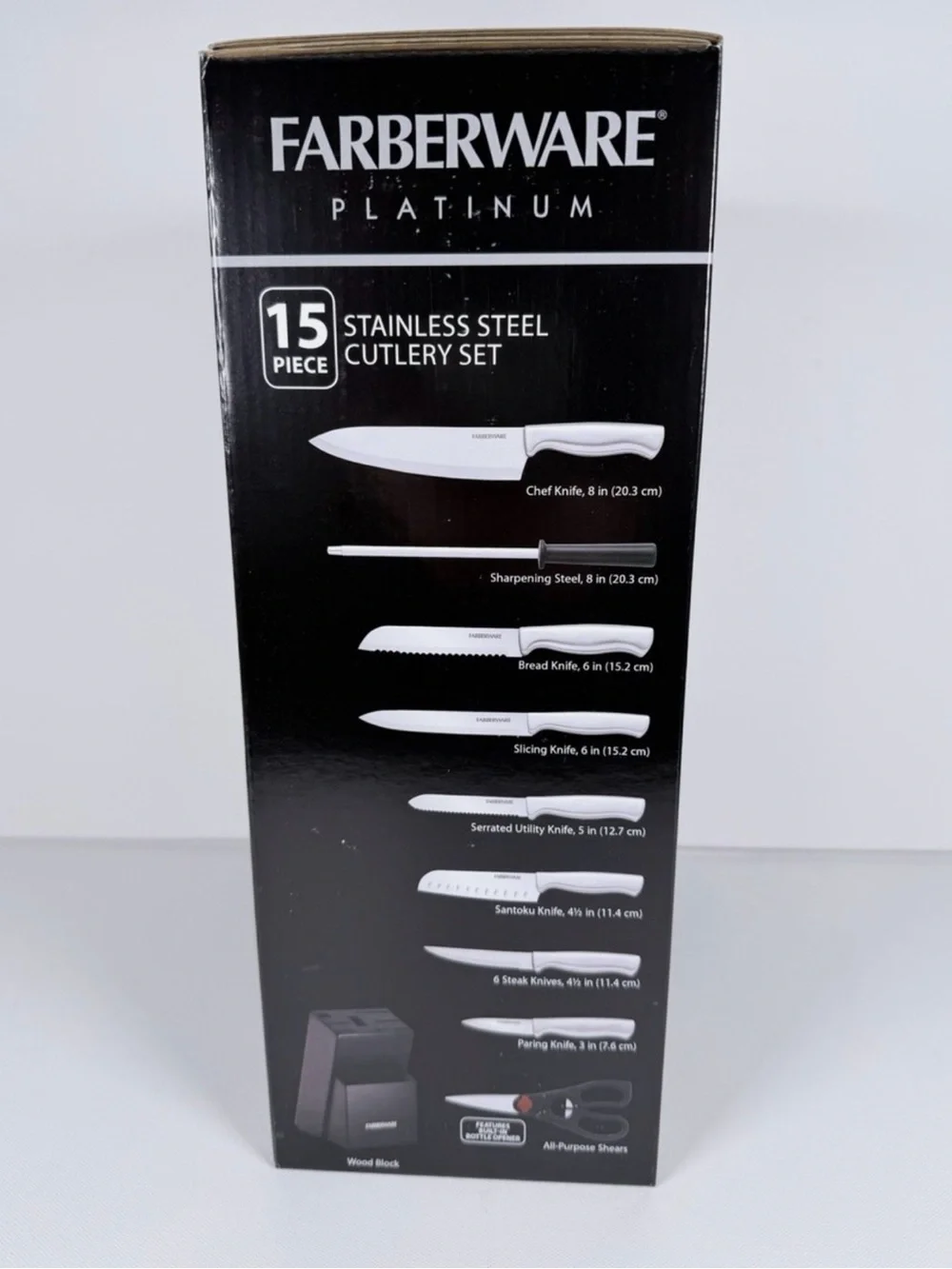 Farberware Stainless Steel Knife Set with Black Block - Silver Handles
